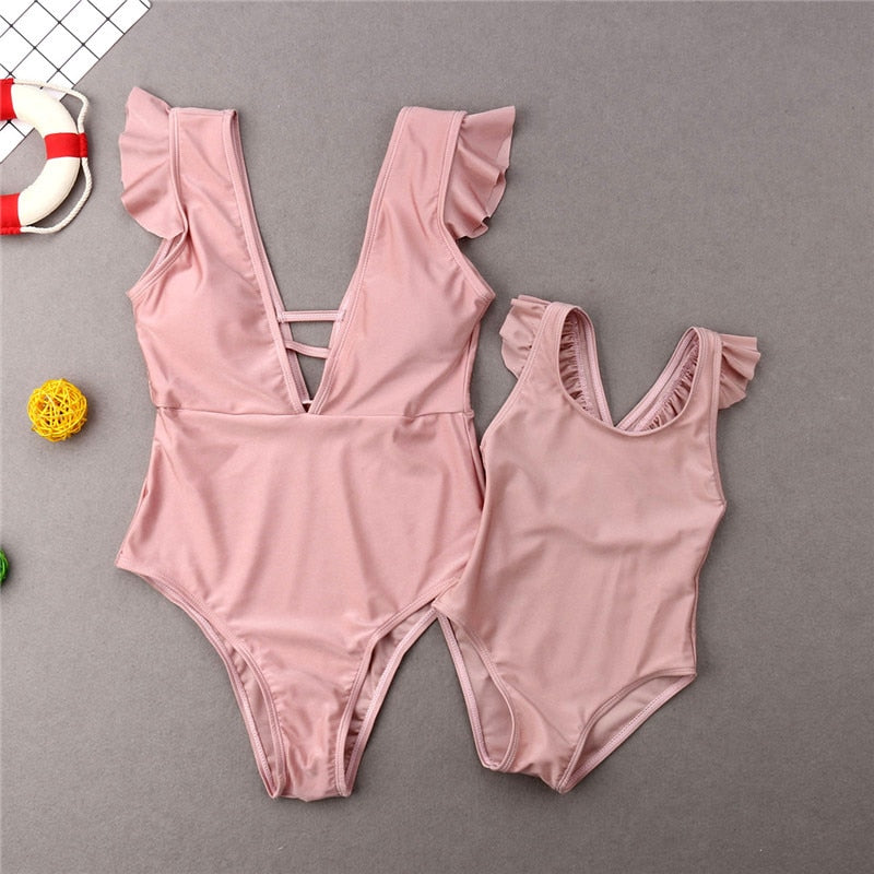 Family Matching Mother Daughter Women Kids Girl Bikini Bathing Swimsuit Swimwear - ebowsos