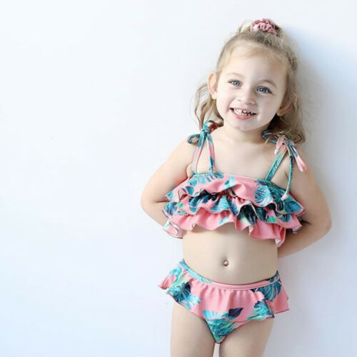 Family Matching Swimsuit Daughter Kids Swimwear Women No Pad Bikini 2pcs Girl Baby Girls Leopard Bathing Suit Beachwear - ebowsos