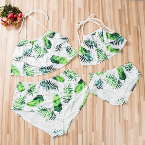 Family Matching Swimwear Mother Daughter Women Kid Baby Girls Swimsuit Bikini - ebowsos