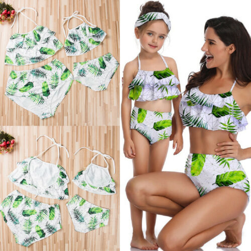 Family Matching Swimwear Mother Daughter Women Kid Baby Girls Swimsuit Bikini - ebowsos