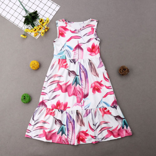 Family Parent-child Matching Floral Princess Dress Mon Daughter Sleeveless Dress - ebowsos