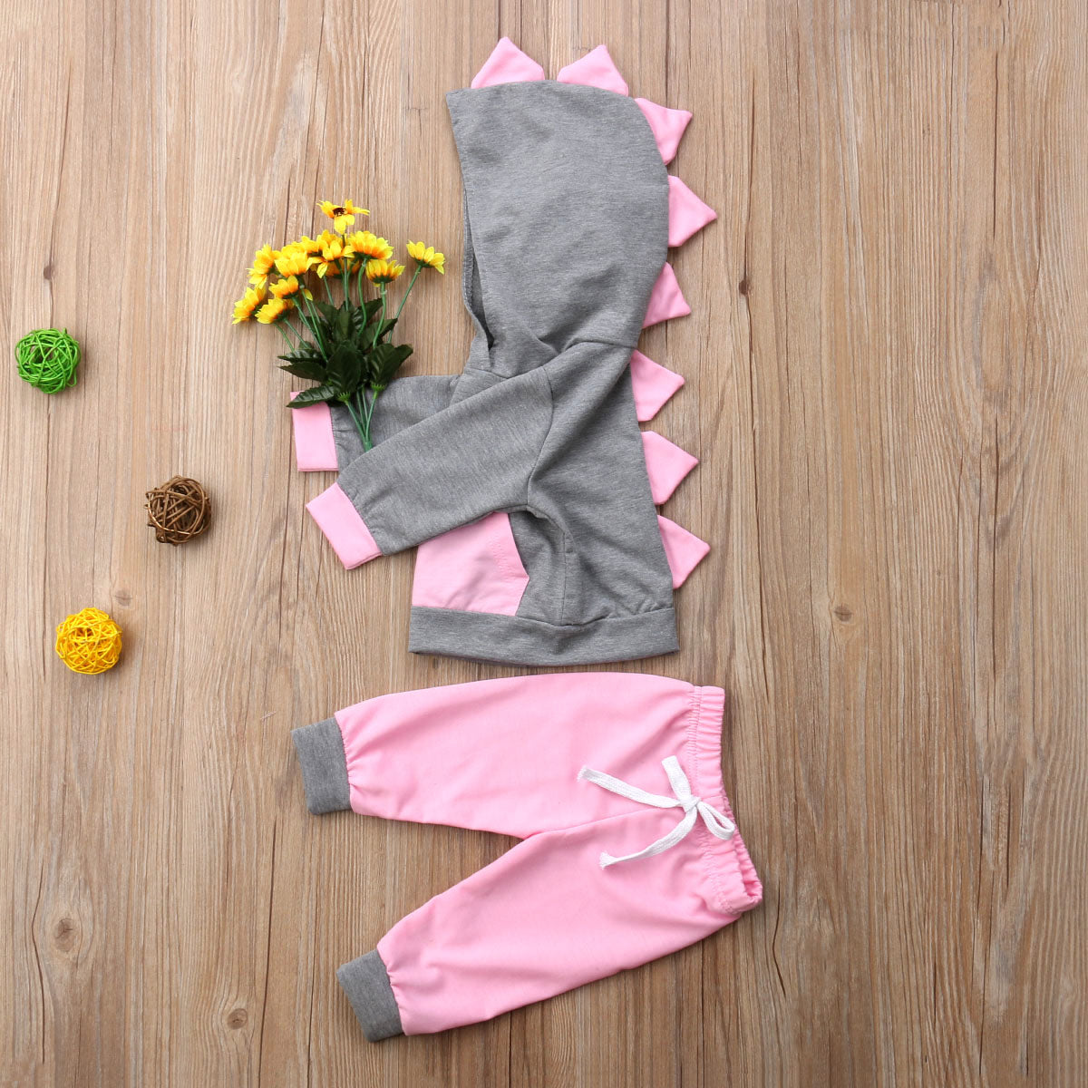 Fashion 2Pcs Newborn Baby Girl 3D Cartoon Dinosaur Tops Sweatshirt+Pants Outfits Clothes - ebowsos