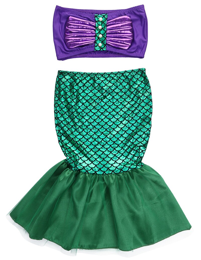 Fashion 2pcs Baby Girls Full Mermaid Set Costume Bikini Swimwear Swimsuit - ebowsos