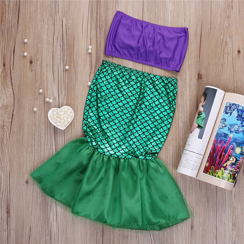 Fashion 2pcs Baby Girls Full Mermaid Set Costume Bikini Swimwear Swimsuit - ebowsos