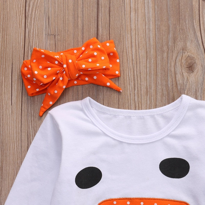 Fashion Baby Girl Clothes Sets Cute Toddler Kids Girls Clothes Headband Snowman Ruffle Polka Dot Outfits - ebowsos