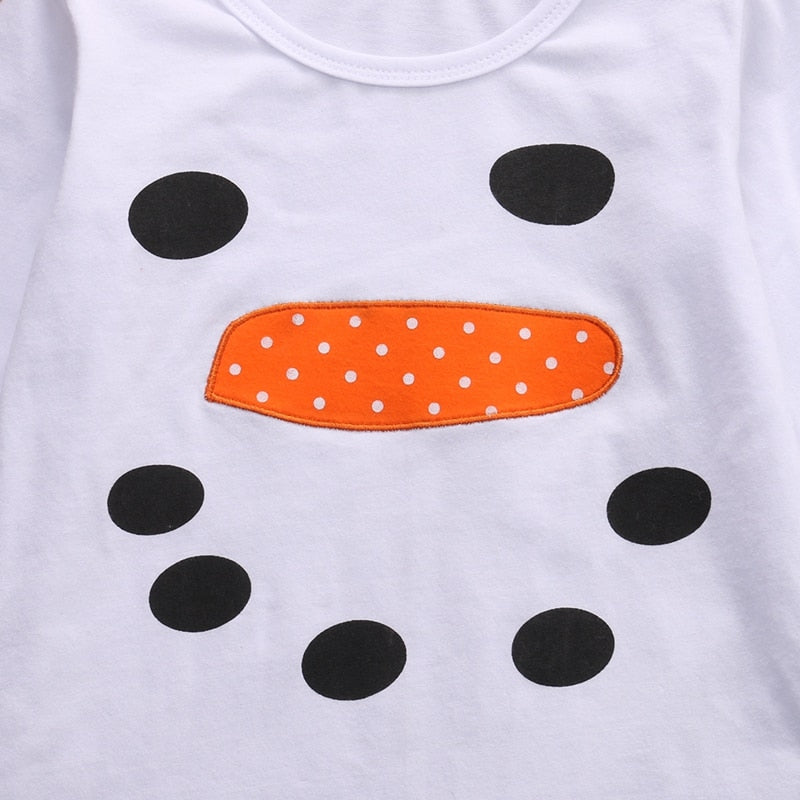 Fashion Baby Girl Clothes Sets Cute Toddler Kids Girls Clothes Headband Snowman Ruffle Polka Dot Outfits - ebowsos