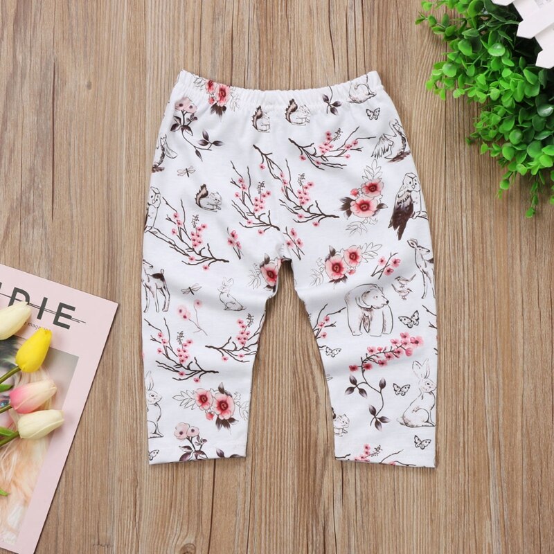 Fashion Baby Girls Cartoon Floral Girls Pants Clothes Bottoms Leggings Long Pants Toddler Trousers - ebowsos