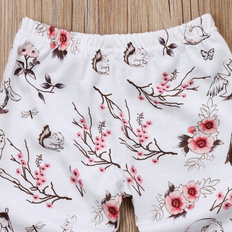 Fashion Baby Girls Cartoon Floral Girls Pants Clothes Bottoms Leggings Long Pants Toddler Trousers - ebowsos