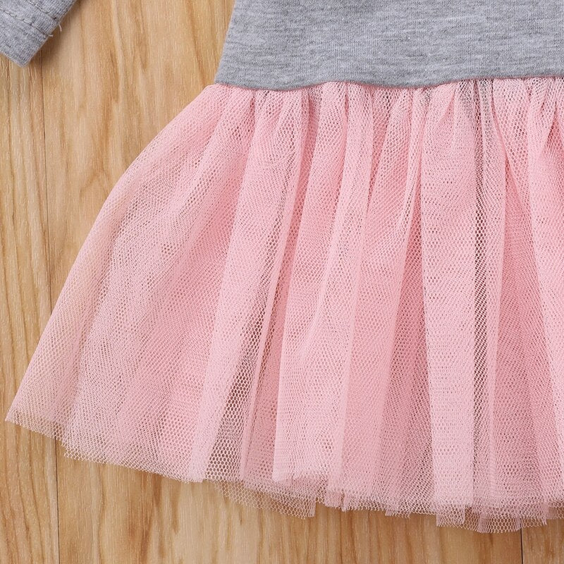 Fashion Baby Pirncess Dress Adorable Kids Baby Girls Long Sleeve Lace Tutu Dress Tulle Dresses Outfit Clothes - ebowsos