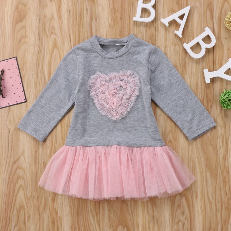 Fashion Baby Pirncess Dress Adorable Kids Baby Girls Long Sleeve Lace Tutu Dress Tulle Dresses Outfit Clothes - ebowsos