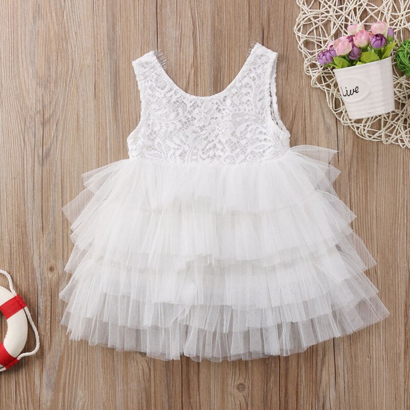 Fashion Baby Pirncess Dress Kid Baby Girl Lace Tulle Tutu Dress Party Pageant Wedding Princess Sundress Hot - ebowsos