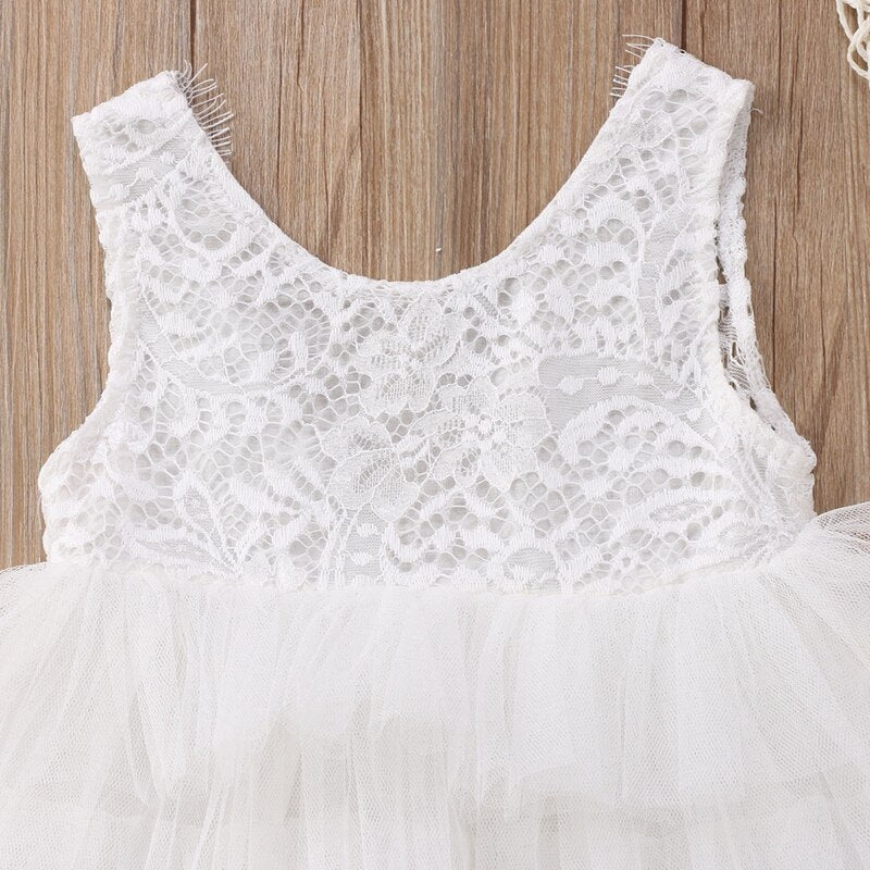 Fashion Baby Pirncess Dress Kid Baby Girl Lace Tulle Tutu Dress Party Pageant Wedding Princess Sundress Hot - ebowsos