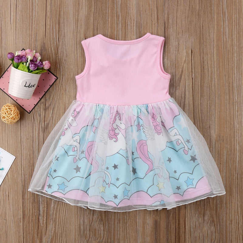 Fashion Baby Pirncess Dress Kid Baby Girls Flower Unicorn Pageant Party Cotton Tulle Tutu Dress Sundress - ebowsos