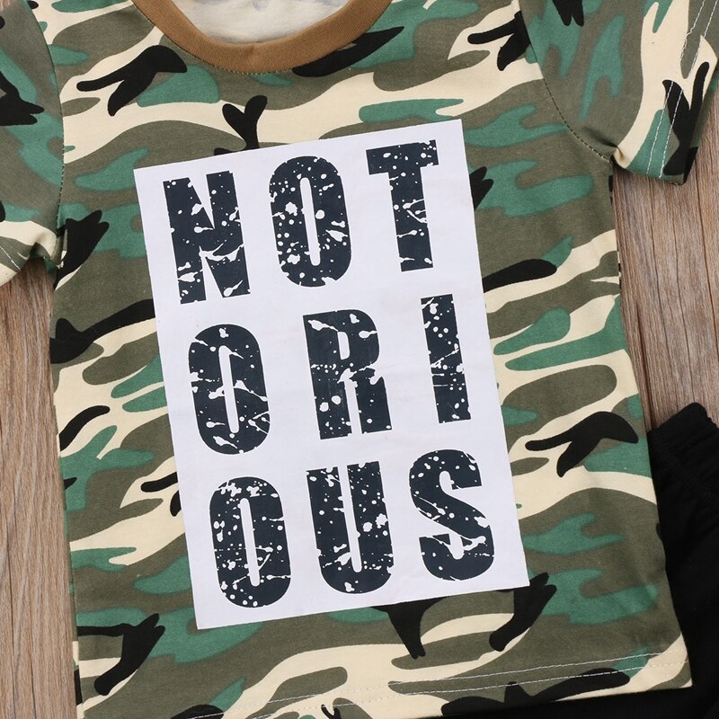 Fashion Camouflage Baby Boy Clothes Toddler Kids Boys Tops T-shirt Shorts Casual Outfits Set Clothes 1-6T - ebowsos