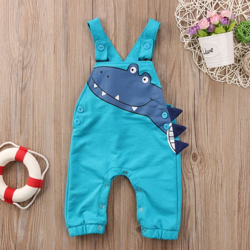 Fashion Cartoon Baby Boy Girls Dinosaur Romper New Style Baby Sleeveless Cotton Jumpsuit Outfits Set Costume - ebowsos