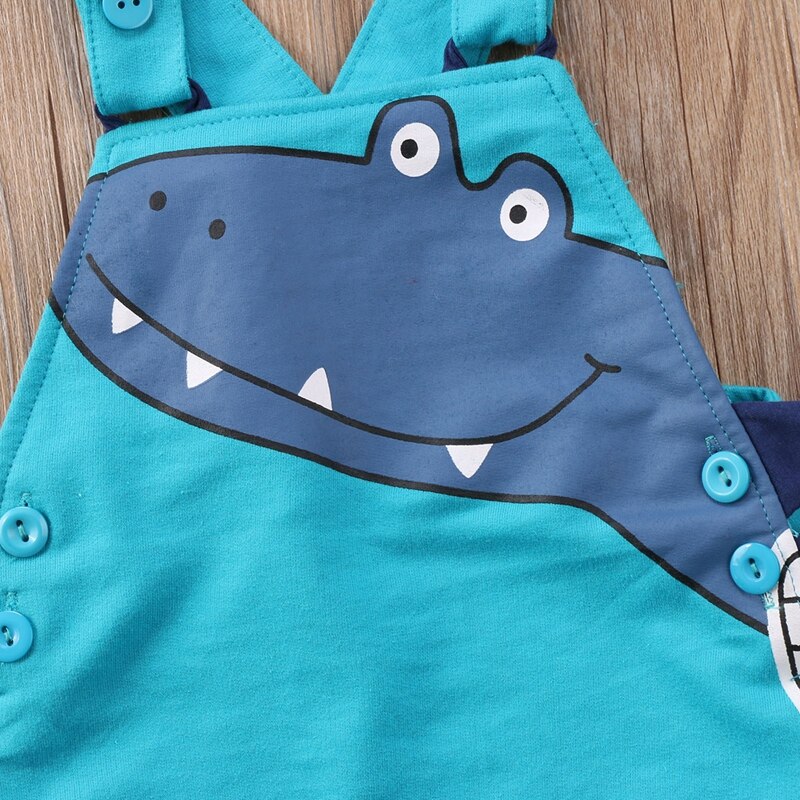 Fashion Cartoon Baby Boy Girls Dinosaur Romper New Style Baby Sleeveless Cotton Jumpsuit Outfits Set Costume - ebowsos