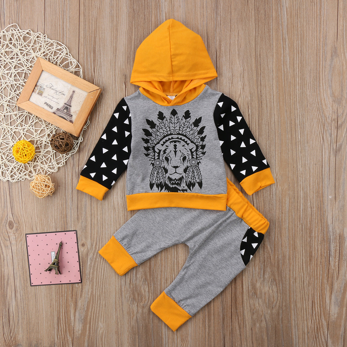 Fashion Cartoon Lion Cotton Toddler Baby Boys Girl T-Shirt Tops Hoodie Pants Outfits 2Pcs Set Clothes - ebowsos