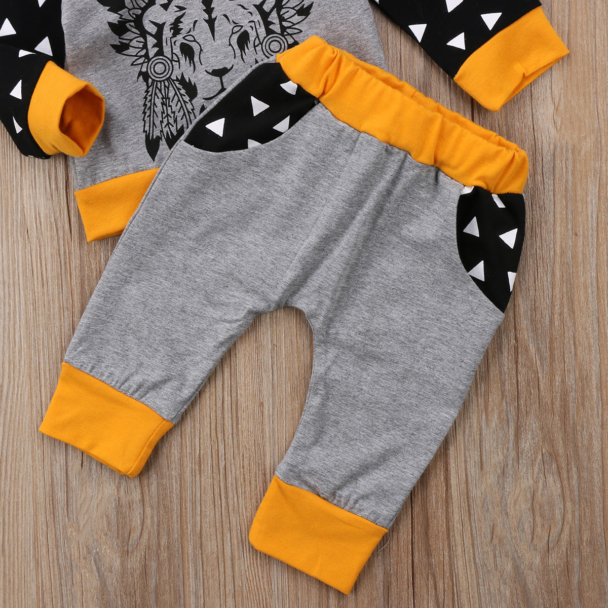 Fashion Cartoon Lion Cotton Toddler Baby Boys Girl T-Shirt Tops Hoodie Pants Outfits 2Pcs Set Clothes - ebowsos