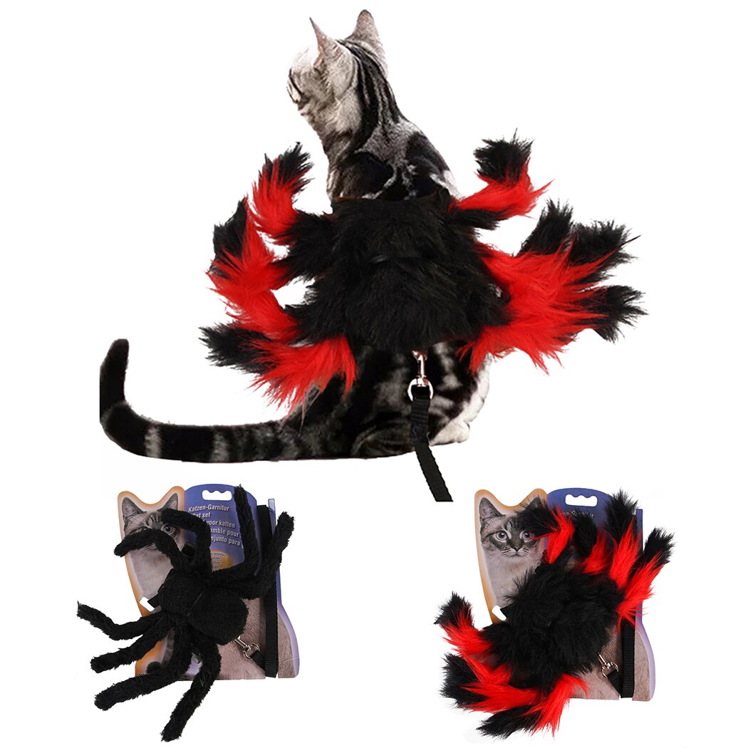 Fashion Creative Pet Leash Harness Set Cute Spider Design Cat Harness With Leash For Halloween Pet Supplies For Outdoor-ebowsos