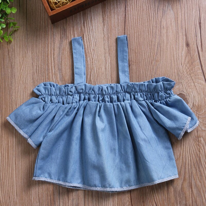 Fashion Cute Baby Girl Clothes Little Kids Baby Girls Casual Denim T Shirt Dress Summer Sleeveless Blouse Tops - ebowsos