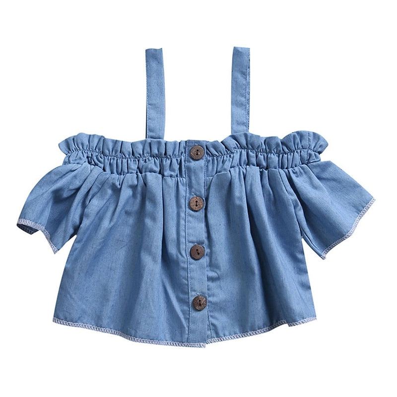 Fashion Cute Baby Girl Clothes Little Kids Baby Girls Casual Denim T Shirt Dress Summer Sleeveless Blouse Tops - ebowsos