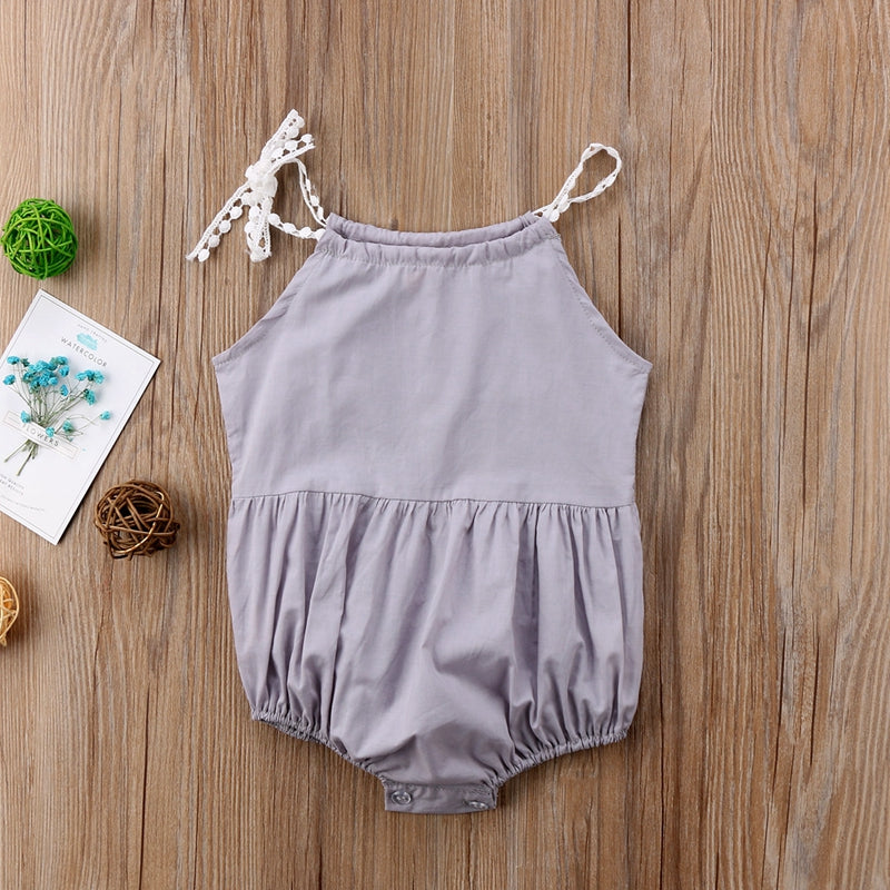 Fashion Cute Newborn Kids Baby Girl Strap Jumpsuit Sleeveless Cotton Clothes Outfits Sunsuit Summer - ebowsos