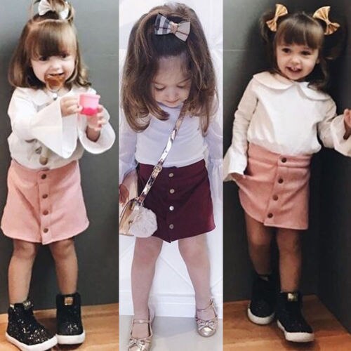 Fashion Infant Baby Girl Button A Line Skirts Party Slim Princess Pageant Skirt - ebowsos