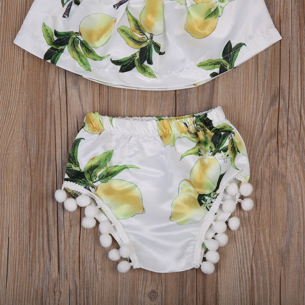 Fashion Infant Baby Girl Lemon Green Tops+Briefs Shorts+Headband 3pcs Outfit Set - ebowsos