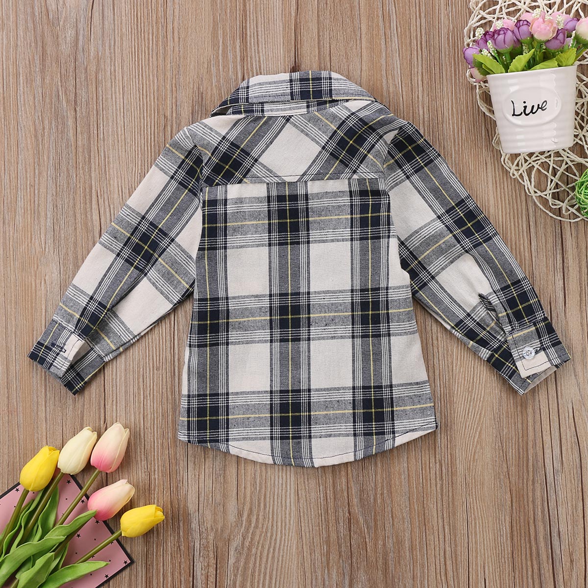 Fashion Kids Baby Boys Girls Plaid Long Sleeve Tops Shirt Striped Shirt Clothes 0-4Y - ebowsos