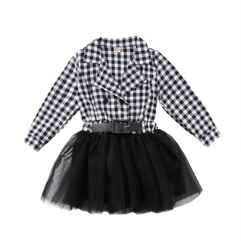 Fashion Kids Baby Girl Checks & Plaids Princess Party Photography Long Sleeve Dresses For Girls - ebowsos