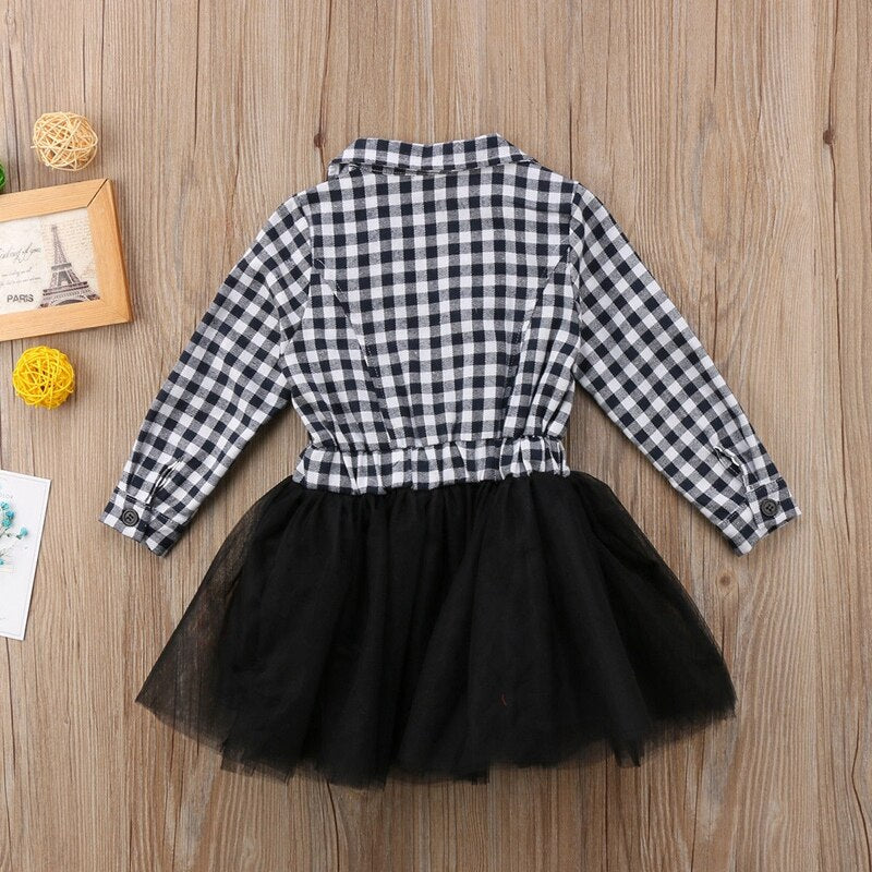 Fashion Kids Baby Girl Checks & Plaids Princess Party Photography Long Sleeve Dresses For Girls - ebowsos