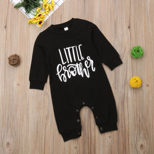 Fashion LITTLE BROTHER Baby Long Sleeve Romper Newborn Autumn Winter Babygrows Outfit - ebowsos