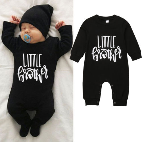 Fashion LITTLE BROTHER Baby Long Sleeve Romper Newborn Autumn Winter Babygrows Outfit - ebowsos