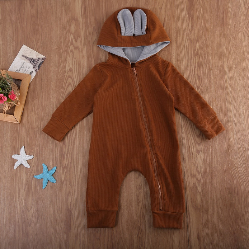 Fashion Newborn Baby Boy Girl Winter Clothes Infant Deer 3D Ear Romper Jumpsuit Clothes Outfit - ebowsos