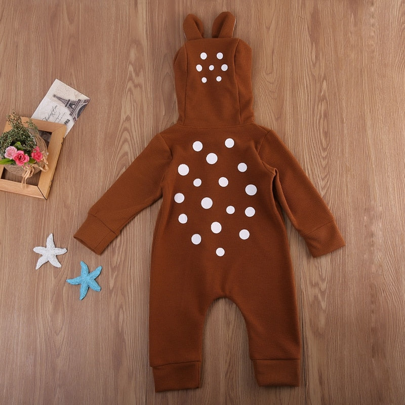 Fashion Newborn Baby Boy Girl Winter Clothes Infant Deer 3D Ear Romper Jumpsuit Clothes Outfit - ebowsos