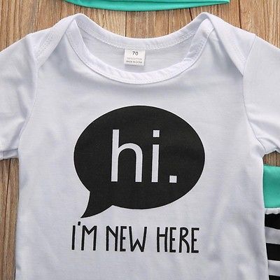 Fashion Newborn Baby Boys Girls Outfits Clothes Rompers T-Shirt Tops Pants Trousers Hats - ebowsos