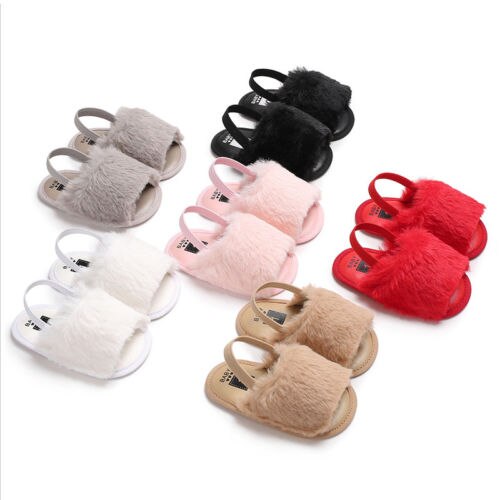 Fashion Newborn Baby Girl Summer Sandals Anti-Skid Fur Soft Shoes 0-18M - ebowsos