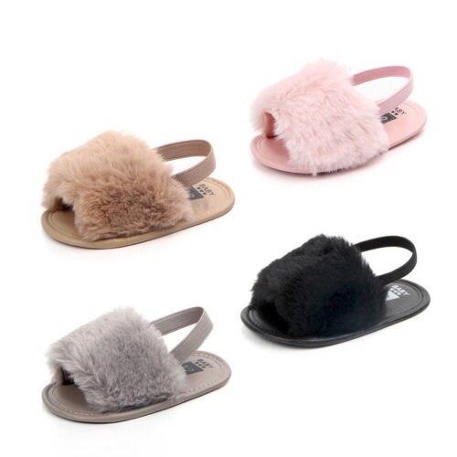 Fashion Newborn Baby Girl Summer Sandals Anti-Skid Fur Soft Shoes 0-18M - ebowsos