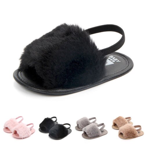 Fashion Newborn Baby Girl Summer Sandals Anti-Skid Fur Soft Shoes 0-18M - ebowsos