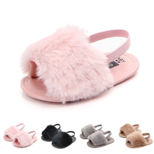 Fashion Newborn Baby Girl Summer Sandals Anti-Skid Fur Soft Shoes 0-18M - ebowsos