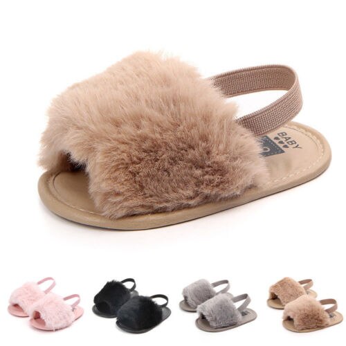 Fashion Newborn Baby Girl Summer Sandals Anti-Skid Fur Soft Shoes 0-18M - ebowsos