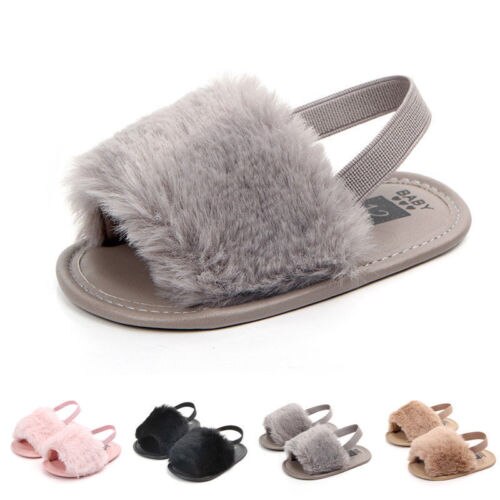 Fashion Newborn Baby Girl Summer Sandals Anti-Skid Fur Soft Shoes 0-18M - ebowsos