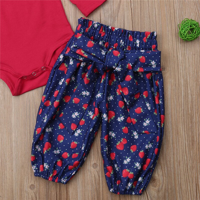 Fashion Newborn Baby Girls Cotton Floral Tops Long Sleeve Romper+Long Pants+Bow Headband Outfits 3Pcs Clothes - ebowsos