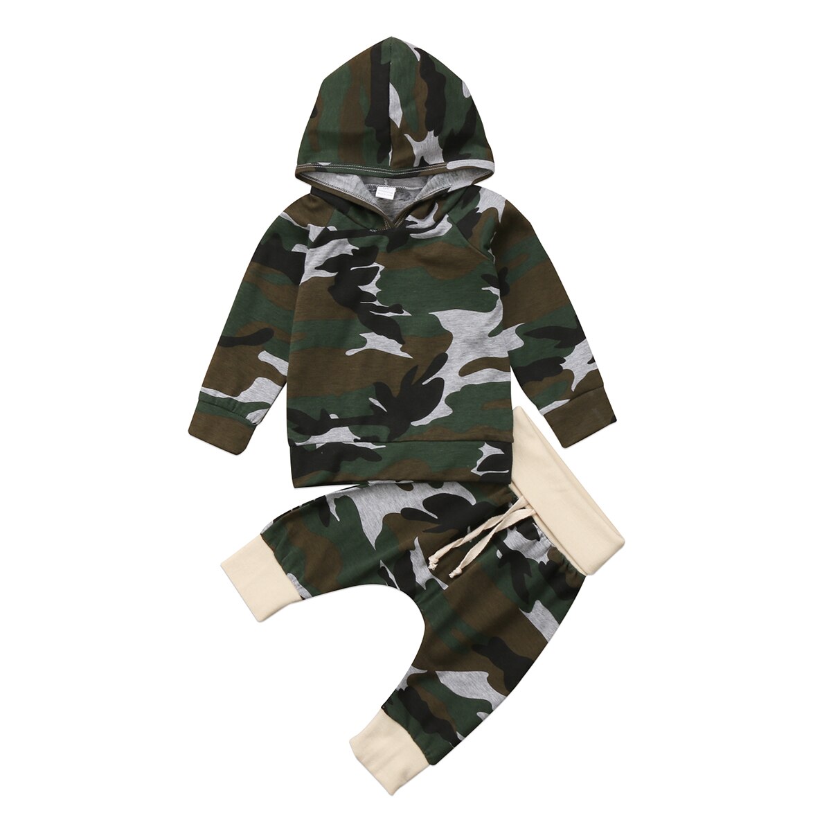 Fashion Newborn Infant Kids Baby Boy Clothing Sets Camouflage Hooded T-shirt Tops Clothes+Pants Outfits 2Pcs - ebowsos