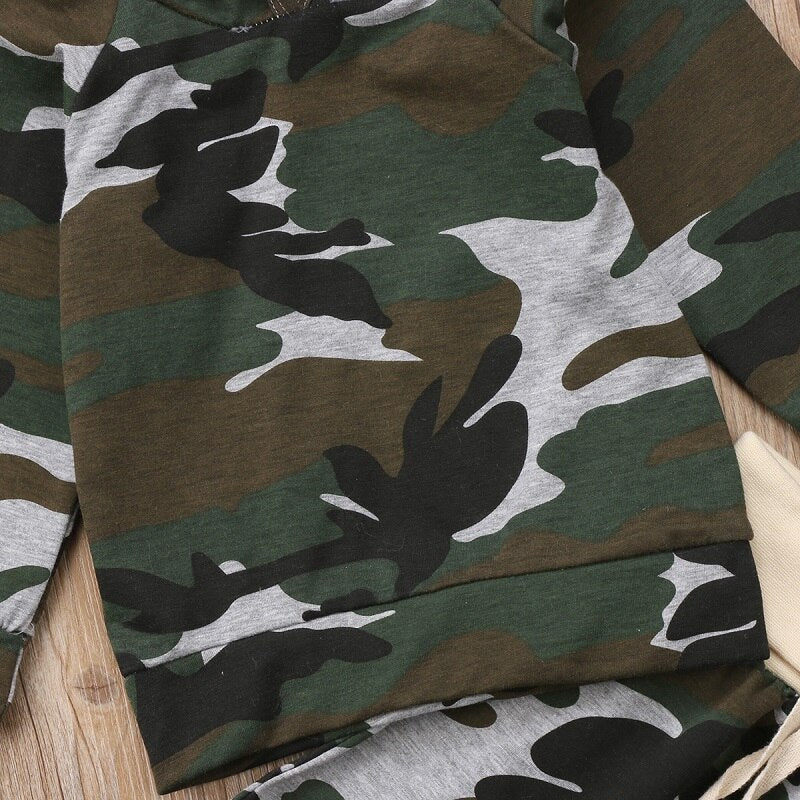 Fashion Newborn Infant Kids Baby Boy Clothing Sets Camouflage Hooded T-shirt Tops Clothes+Pants Outfits 2Pcs - ebowsos