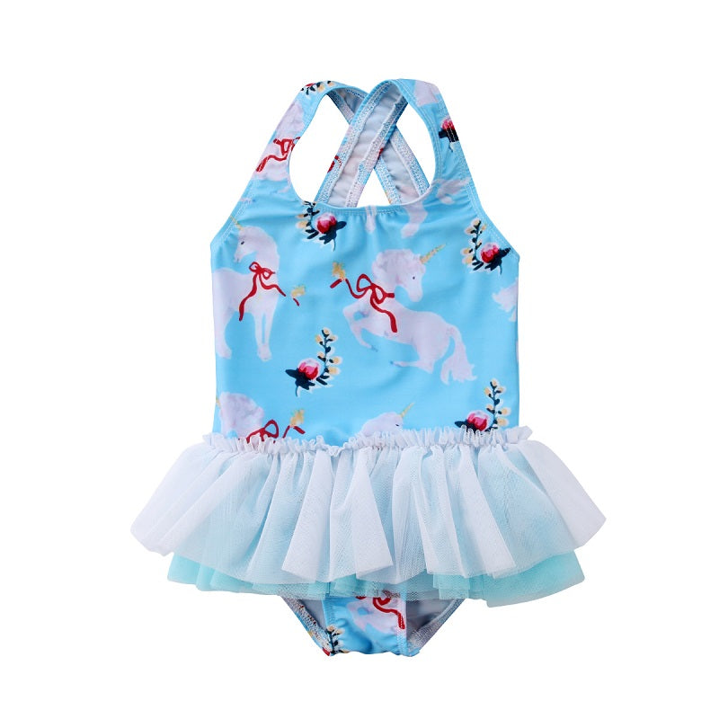 Fashion Newborn Kid Baby Girls Clothes Unicorn Cartoon Tutu Bodysuits Swimwear Swimsuit Bathing Dress - ebowsos