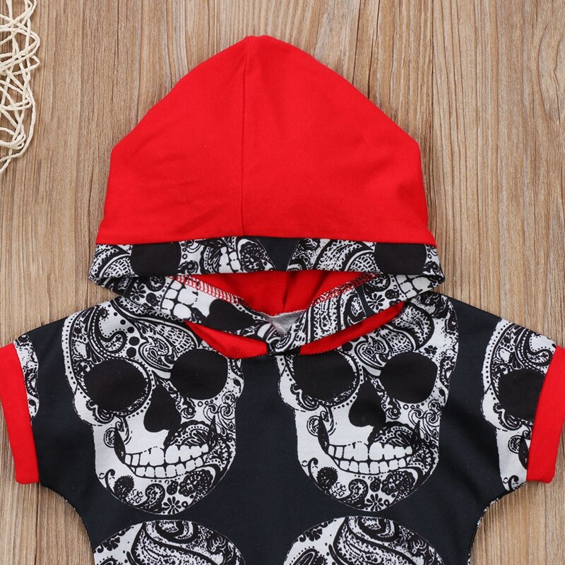 Fashion Red Short Sleeve Suit Baby Boys Clothes One-pieces Hooded Romper Jumpsuit Harem Outfits Clothes - ebowsos