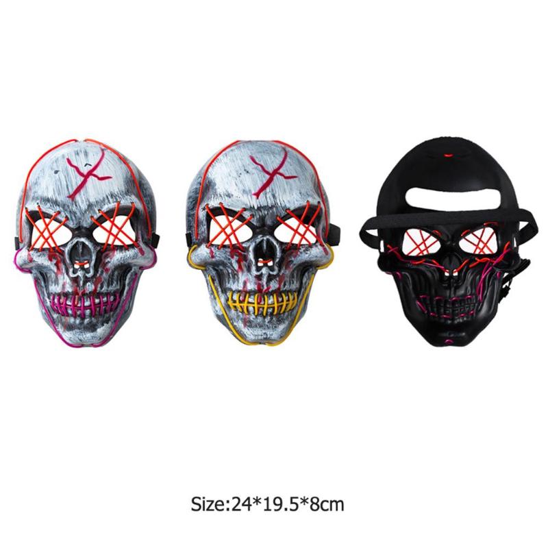 Fashion Silver Grey Skull LED Cold Light Glowing Mask Ergonomic Design With Remote Control for Halloween Masquerade Party - ebowsos