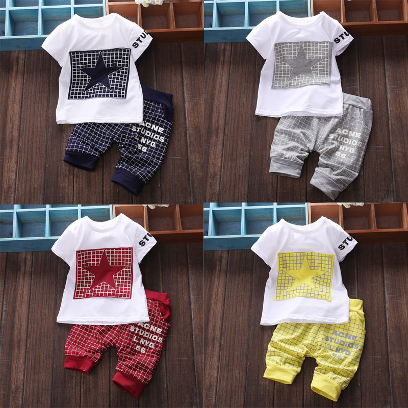 Fashion Star Summer Children Clothing  Baby Boy Kid Girls Clothes Sportswear T-shirt Top Pants Outfit 2Pcs Set - ebowsos