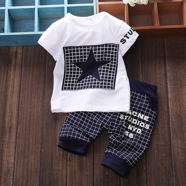 Fashion Star Summer Children Clothing  Baby Boy Kid Girls Clothes Sportswear T-shirt Top Pants Outfit 2Pcs Set - ebowsos